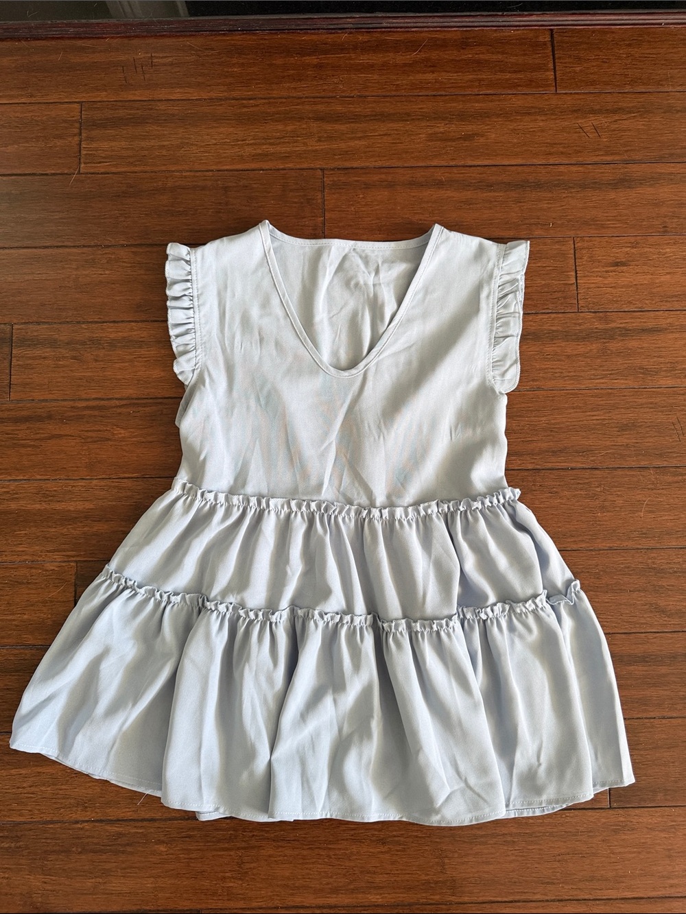 SHEIN Light Blue Ruffle Tiered Tank Top